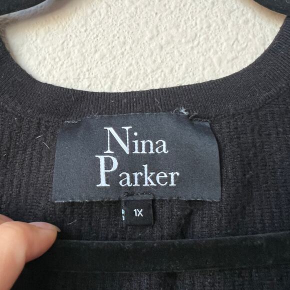 Nina Parker Black Ribbed Knit Tank Top Size 1X - Picture 3 of 4